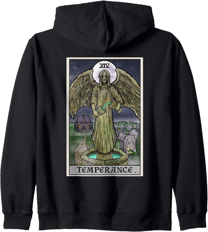 Temperance Tarotkarte Gothic Halloween Weinender Engel Horror Kapuzenjacke
