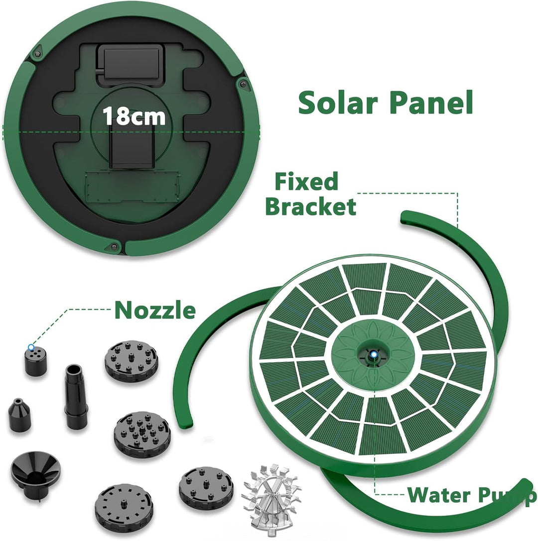 AISITIN Solarbrunnen für Draussen Verbessert, 3,5W Solar Schwimmender Fontäne Pumpe mit Verschiedene