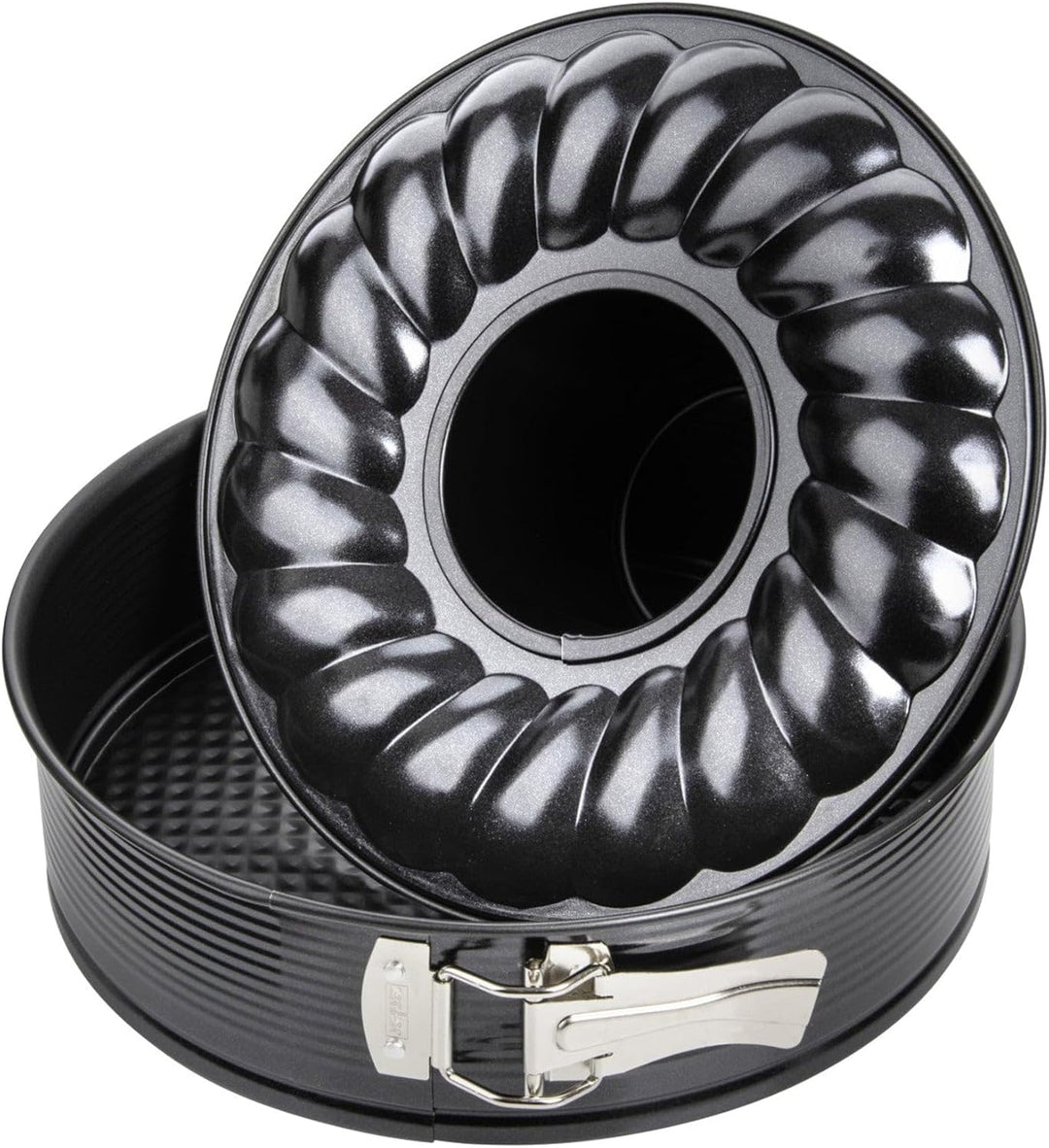 Zenker Springform mit Flach- und Rohrboden Ø 28 cm BLACK METALLIC, Backform mit Antihaftbeschichtung