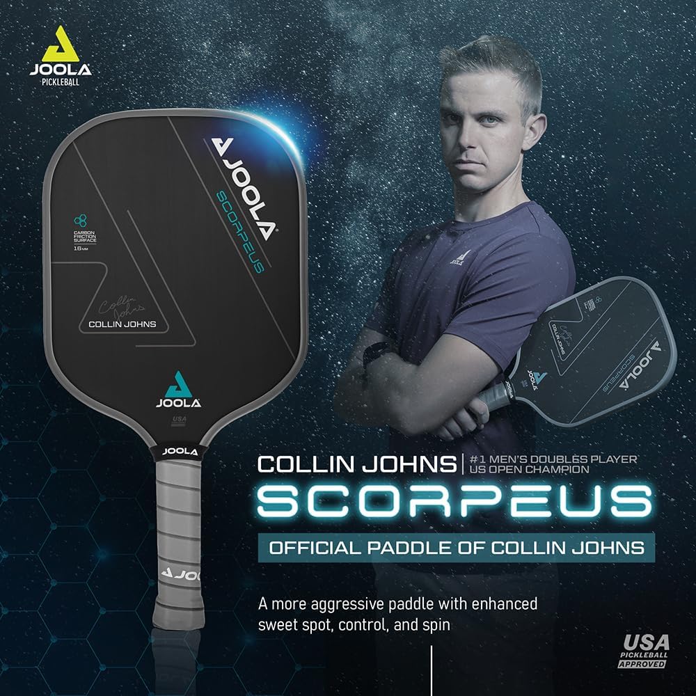 JOOLA Pickleball Schläger Scorpeus Hochwertiger Profi Paddel aus Carbon-USAPA Zertifiziert 40 x 20 c