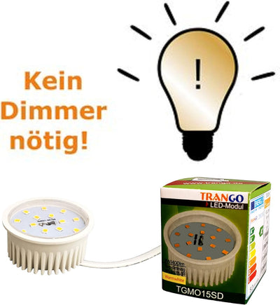 Trango 6er Set 6729-066MOSD Einbaustrahler in Weiss matt Rund inkl. 6x 5 Watt 3-Stufen dimmbar Ultra