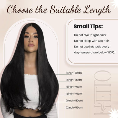 Echthaar Clip in Extensions Schwarz Clip Echthaar Extensions Glatt Echthaar Clip in Extensions Schwa