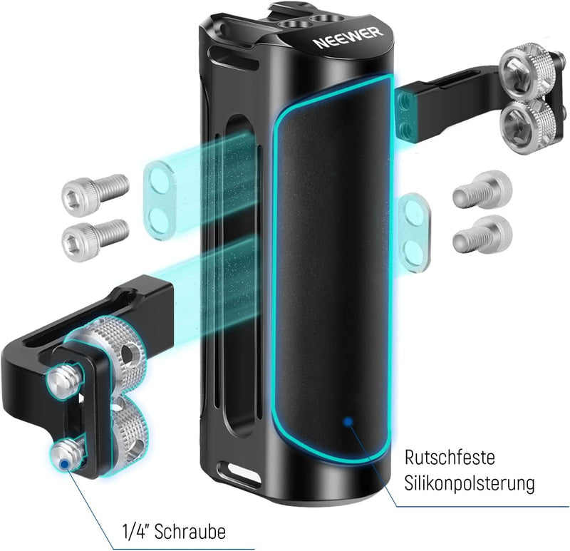 NEEWER Seitengriff aus Aluminium,kompatibel mit SmallRig Kamerakäfig für DSLR&spiegellose Kameras,ve