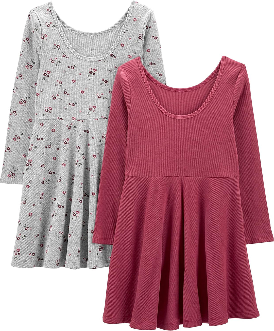 Simple Joys by Carter's Mädchen Kleid (2er Pack) 18 Monate Grau Floral/Pflaume, 18 Monate Grau Flora