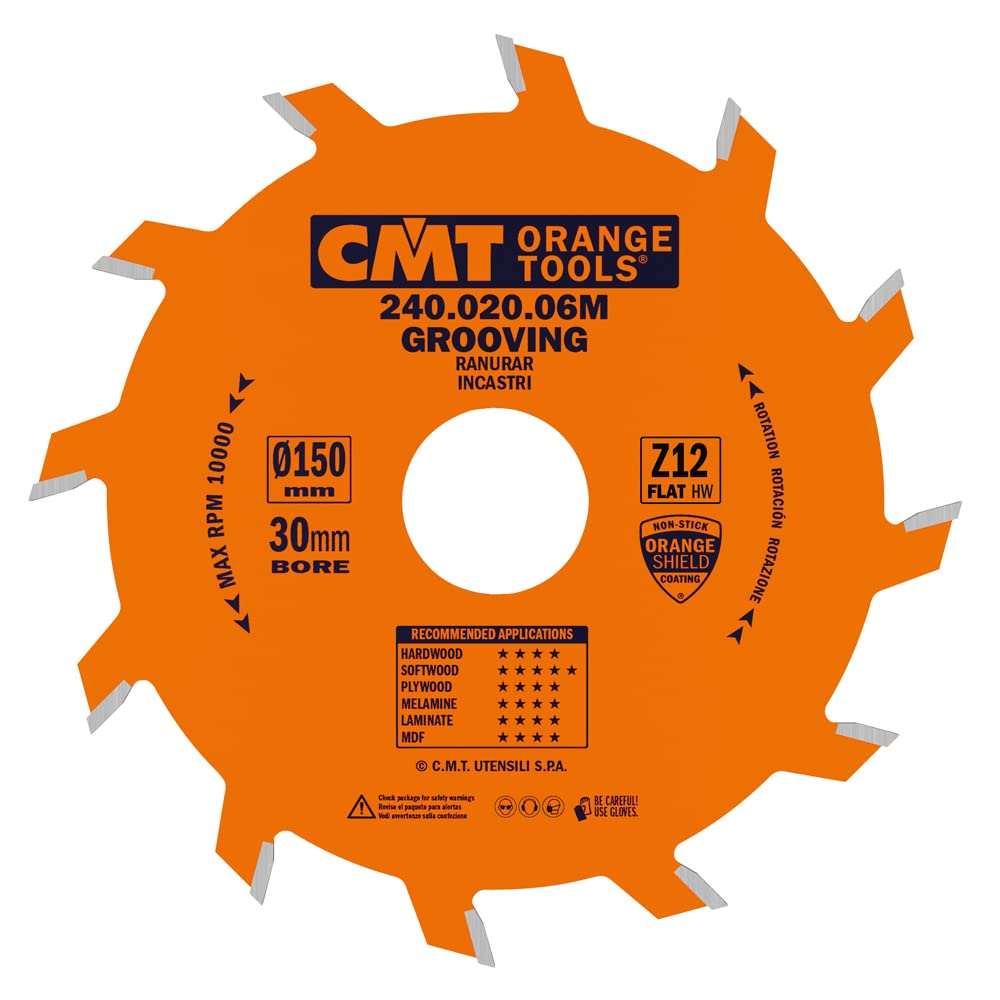 CMT Orange Tools 240.020.06 M – Kreissägeblatt für gerade Nutfräser 150 x 2 x 30 Z 12