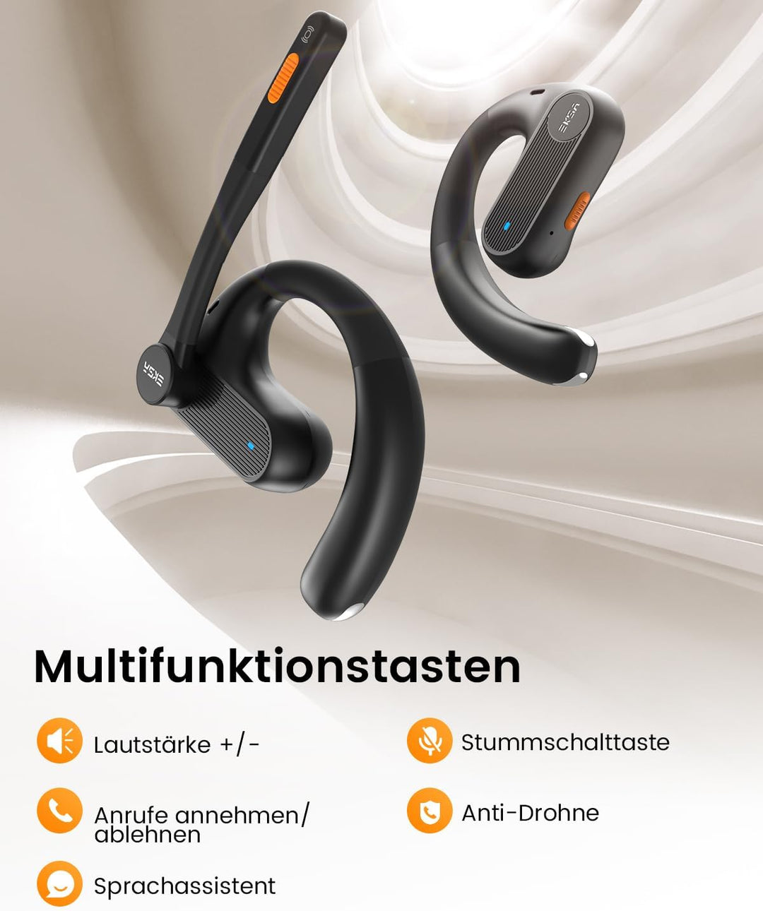 EKSA S30 Open Ear Bluetooth Kabellose Kopfhörer, Bluetooth 5.3 kabellose Headphones mit ENC Mikrofon