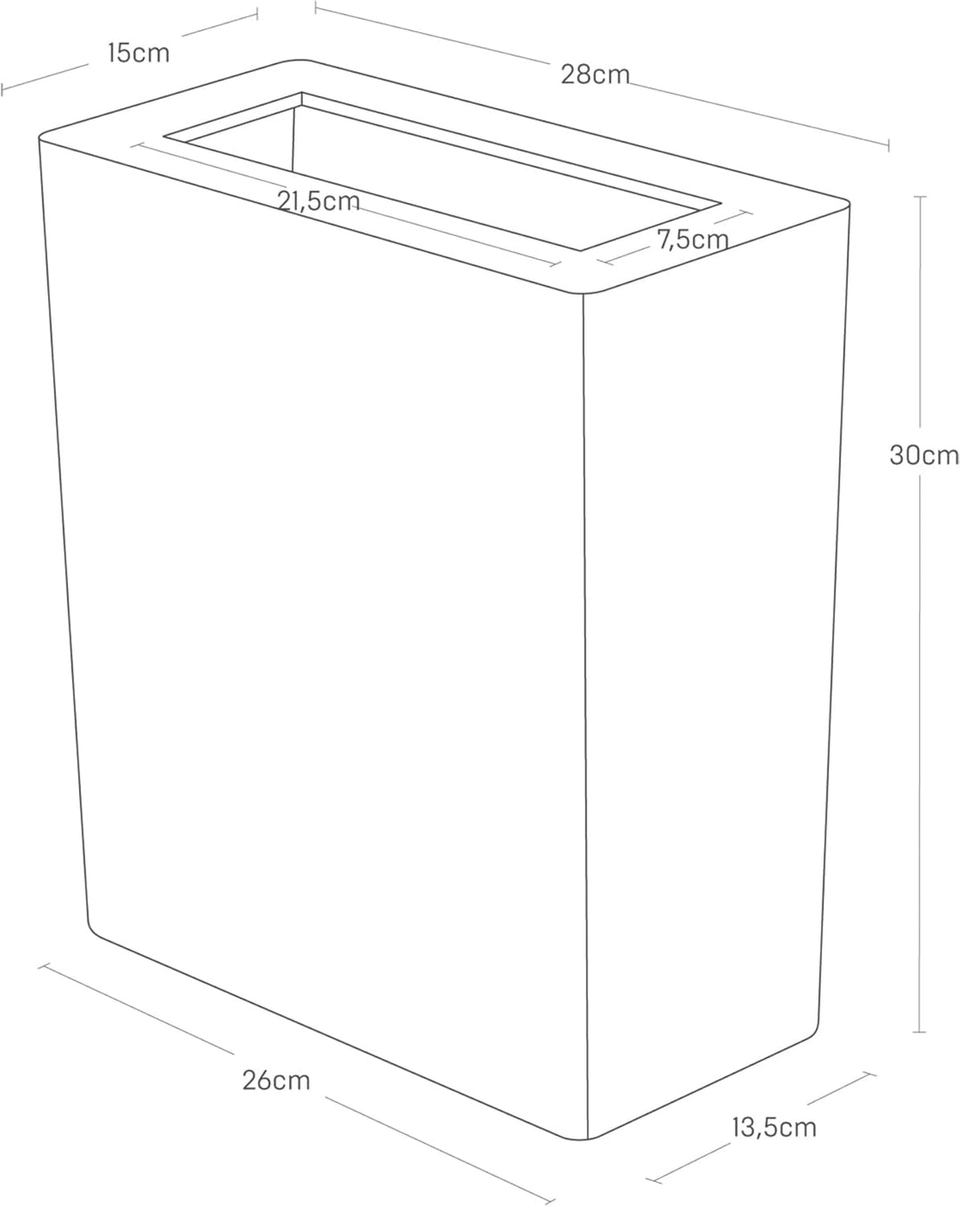 Trash Can Square - Rin - brown Schwarz, Schwarz