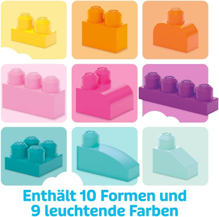 MEGA BLOKS Grosser Bausteinebeutel - 80 robuste Bausteine mit wiederverwendbarem Aufbewahrungsbeutel