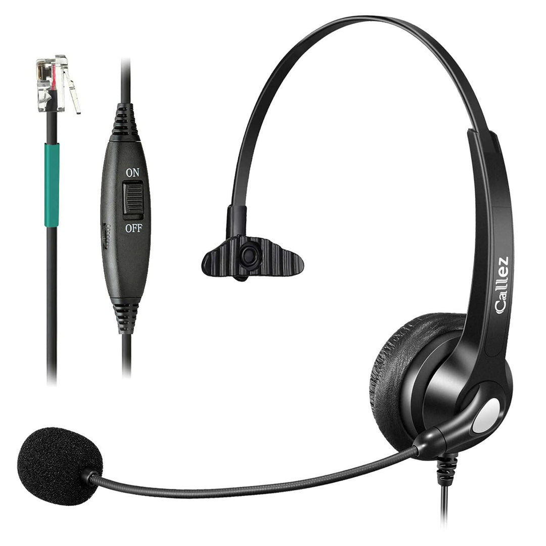 Telefon Headset RJ9 mit Mikrofon Noise Cancelling, Festnetztelefon Kopfhörer für Gigaset DA710 Polyc