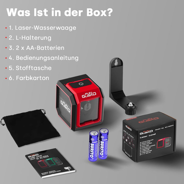 Laser Wasserwaage, Roter 20M Kreuzlinienlaser mit Selbstnivellierung, Linienlaser Vertikale und Hori
