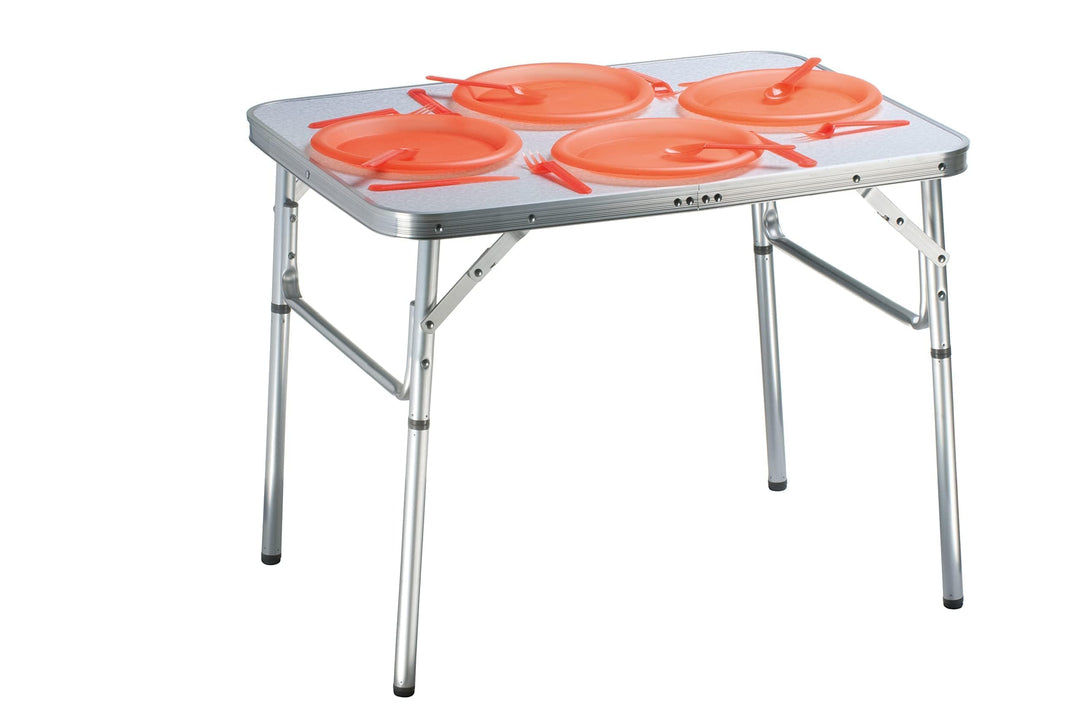 Camp Active Klapptisch - Höhenverstellbare Tischfüsse - Ultraleicht aus Aluminium - 75x55x60cm Silbe