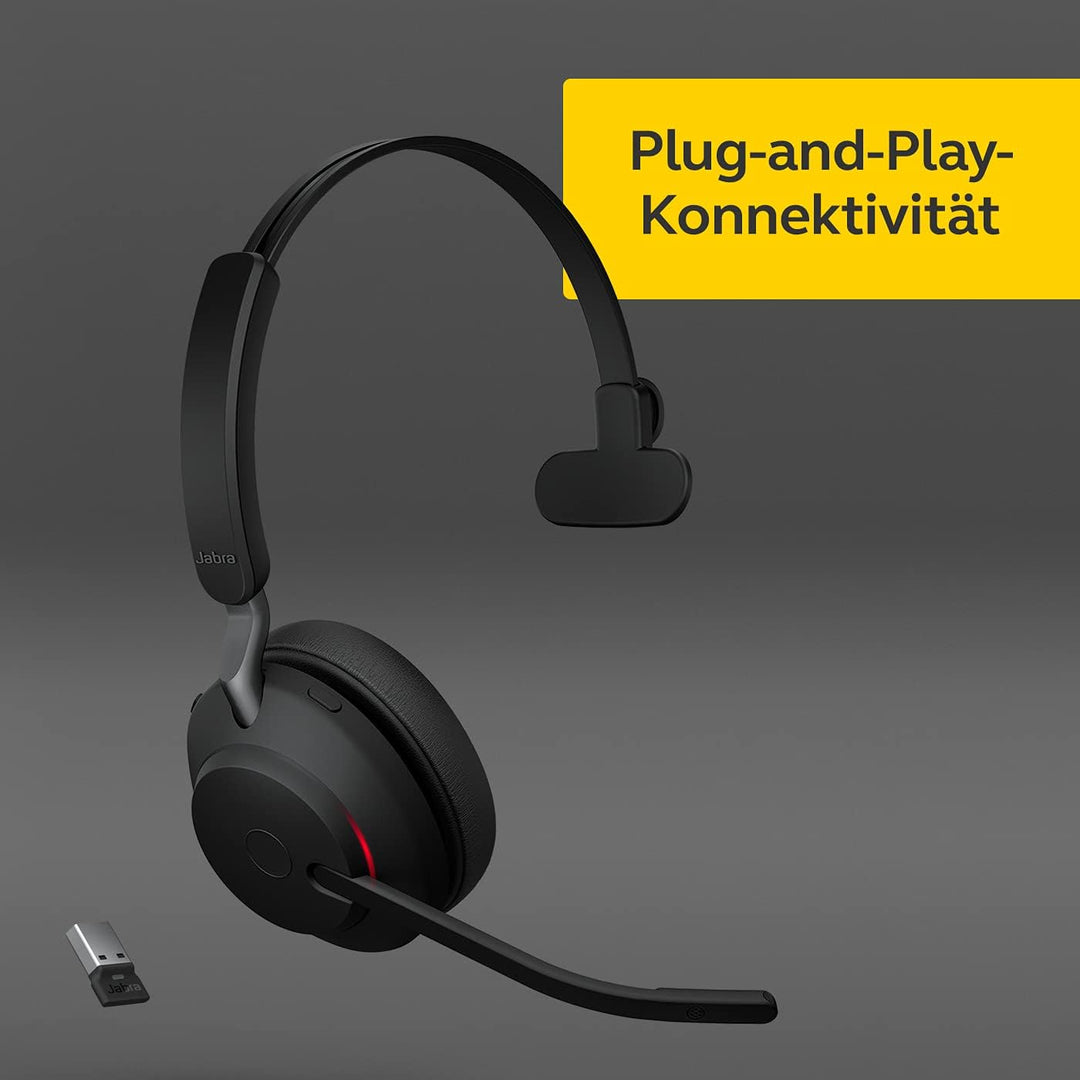 Jabra Evolve2 65 Wireless PC Headset – Noise Cancelling UC Certified Mono Headphones With Long-Lasti