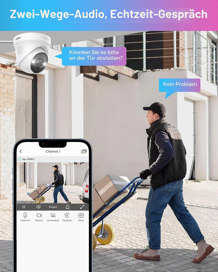 ZOSI 4K Outdoor Surveillance Camera Set, 8X 8MP PoE Outdoor Camera with Person Detection, 4TB HDD NV