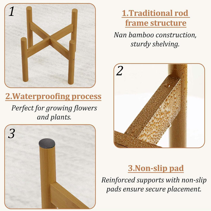 Blumentopfständer, Pflanzenständer Bambus, Pflanzen Hocker, Pflanzenständer Holz, Blumenhocker, Blum