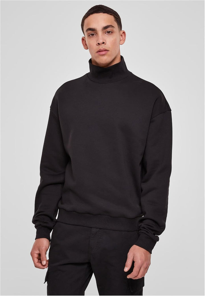 Urban Classics Herren High Rib Neck Crew Sweatshirt S Schwarz, S Schwarz