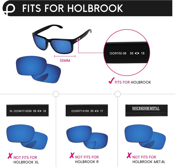 Ersatzlinsen für for Oakley Holbrook OO9102 Eisblau Pro, Eisblau Pro