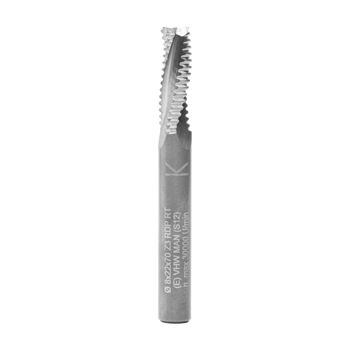 ENT 20700 Schruppfräser VHW, Durchmesser (D) 8 mm, NL 22 mm, Z3, GL 70 mm, Rechtslauf / positiv D=8