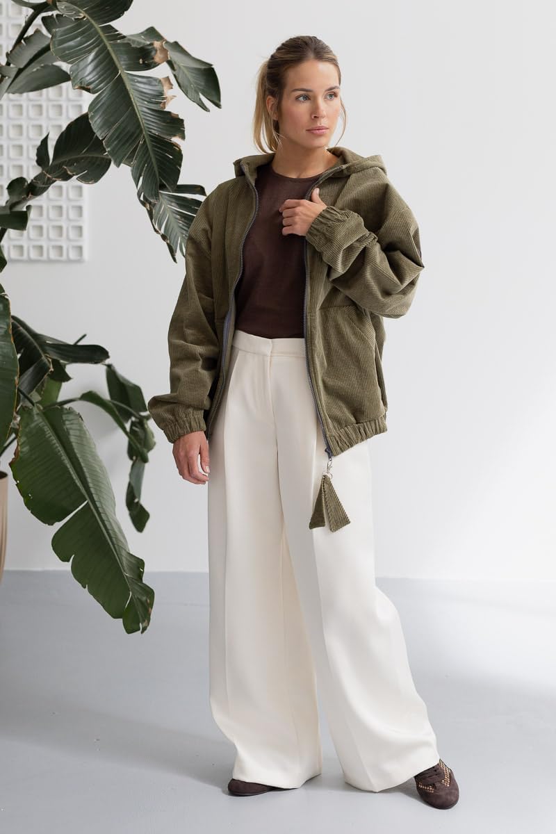 fun2bemum Cordjacke 3 in 1 Tragejacke Baby Umstandsjacke Oversize Herbstjacke für Mama mit Babytrage