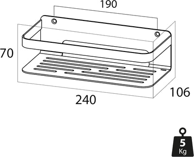 Tiger Duschkorb Caddy Rechteck klein, Duschablage aus Edelstahl, Weiss pulverbeschichtet,BxHxT: 24 x