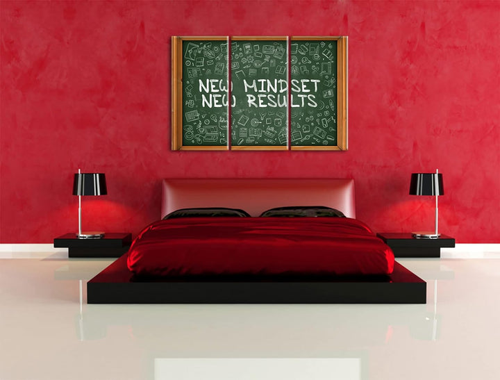 Mindset Motivatonals Leinwandbild 3 teilig | Grösse: 120x80 cm | Wandbild | Kunstdruck | fertig besp