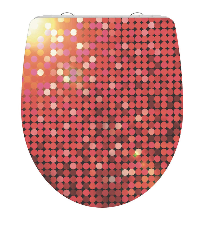 SCHÜTTE 82588 Duroplast High Gloss WC-Sitz RED GLITTER mit Absenkautomatik und Schnellverschluss, Mo