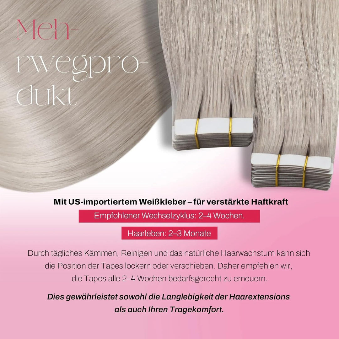 Moresoo Tape in Extensions Echthaar Blond Remy Extensions Echthaar Tape Weissblond Haarverlängerung