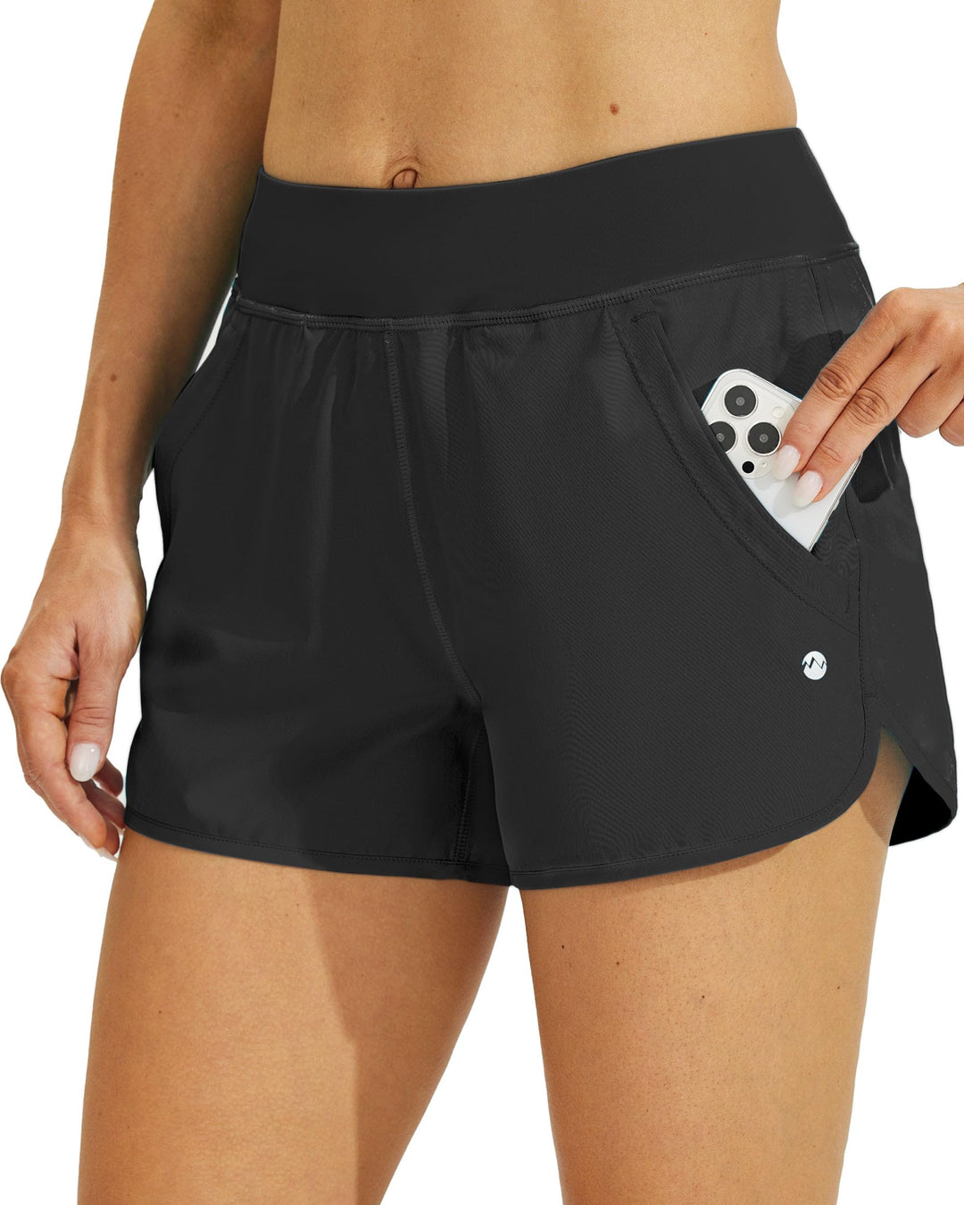 WILLIT Damen 3" Badeshorts Badehose Schwimmen Boardshorts mit Kurzliner Taschen Schnelltrockner UVA