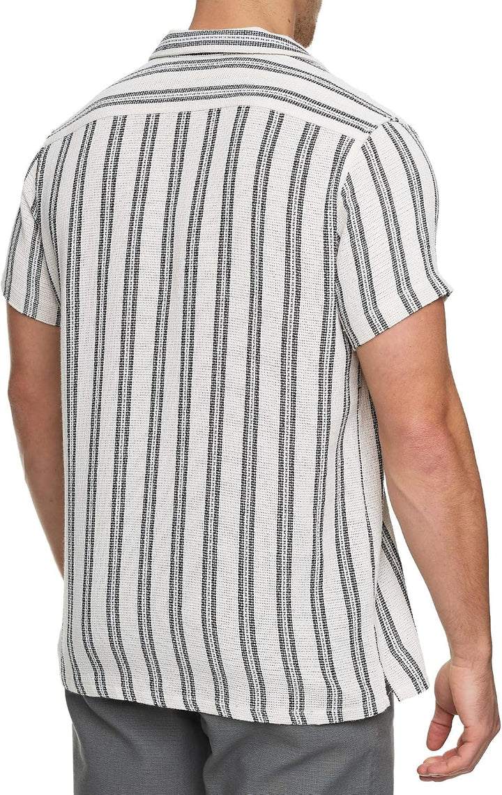 Indicode Herren INCosby Kurzarmhemd mit Button-Down-Kragen | Herrenhemd gestreift Kurzarm Hemd XXL D