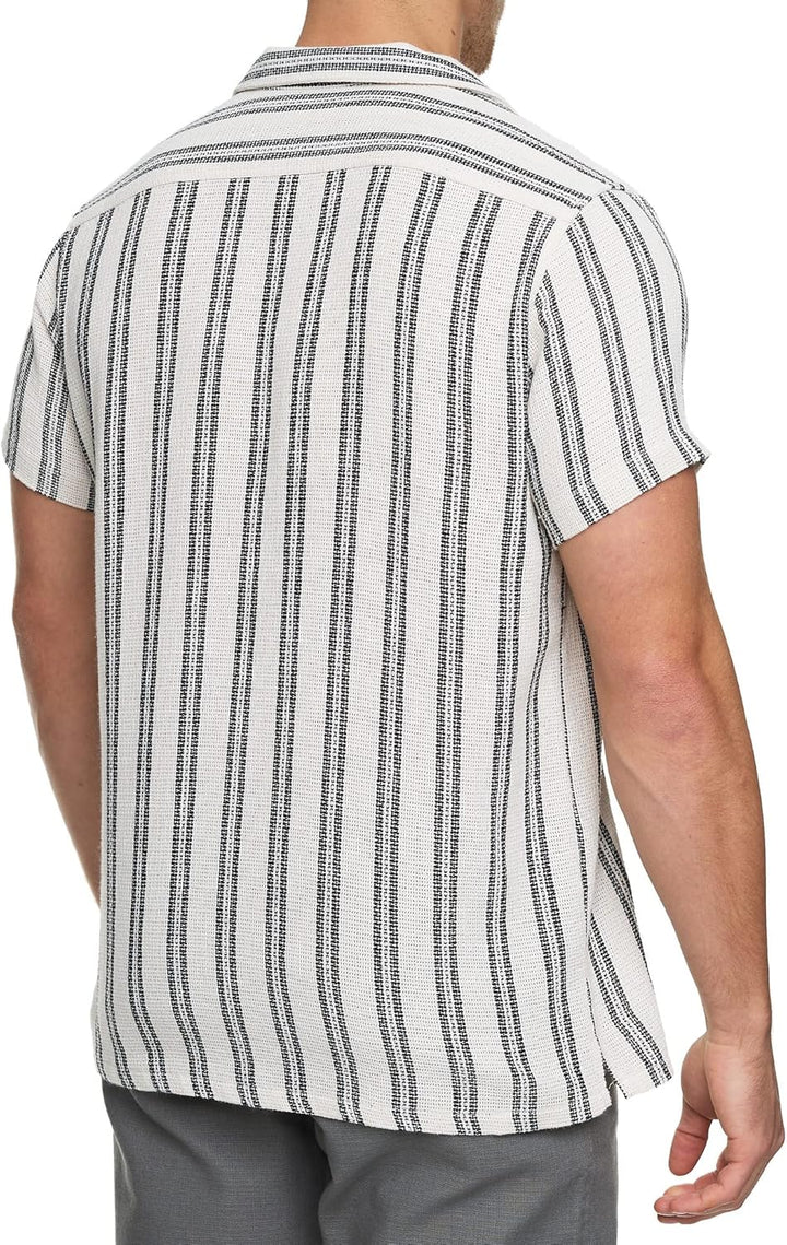 Indicode Herren INCosby Kurzarmhemd mit Button-Down-Kragen | Herrenhemd gestreift Kurzarm Hemd XL Dk