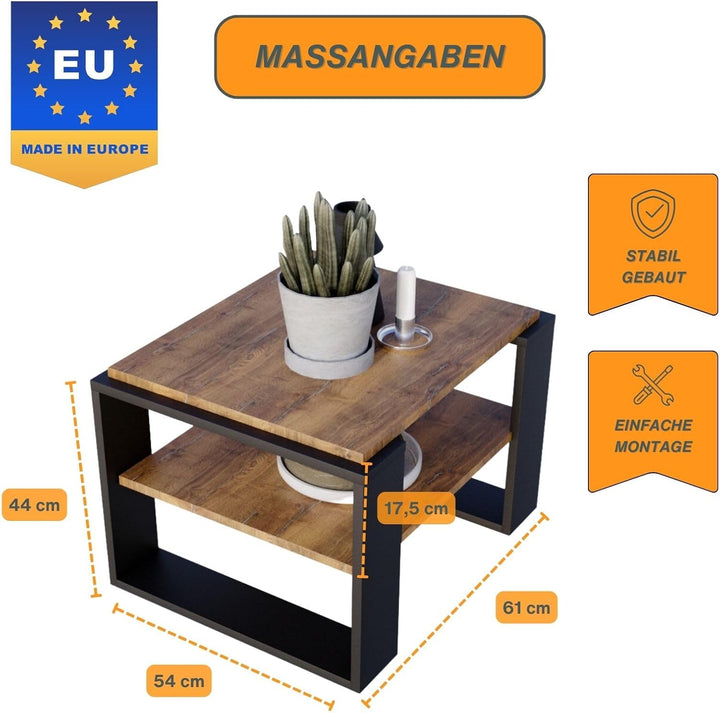 CraftPAK Wohnzimmer Tisch für Couch aus hochwertigem Holzwerkstoff, Stabiler & moderner Couchtisch m