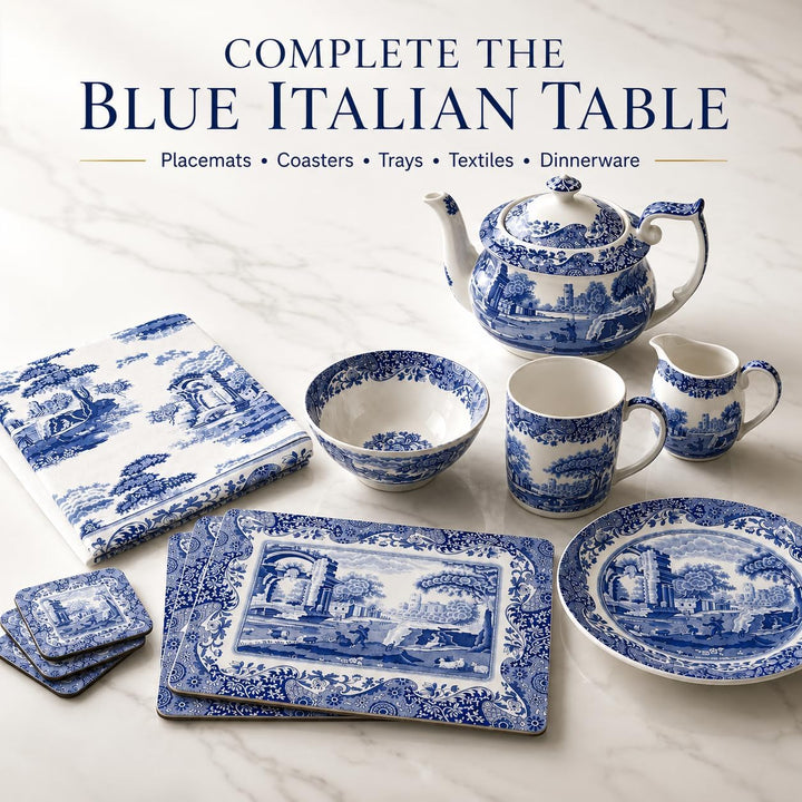 Blue Italian Placemats, Wood, Blue and White, 40.1 x 29 x 0.58 cm