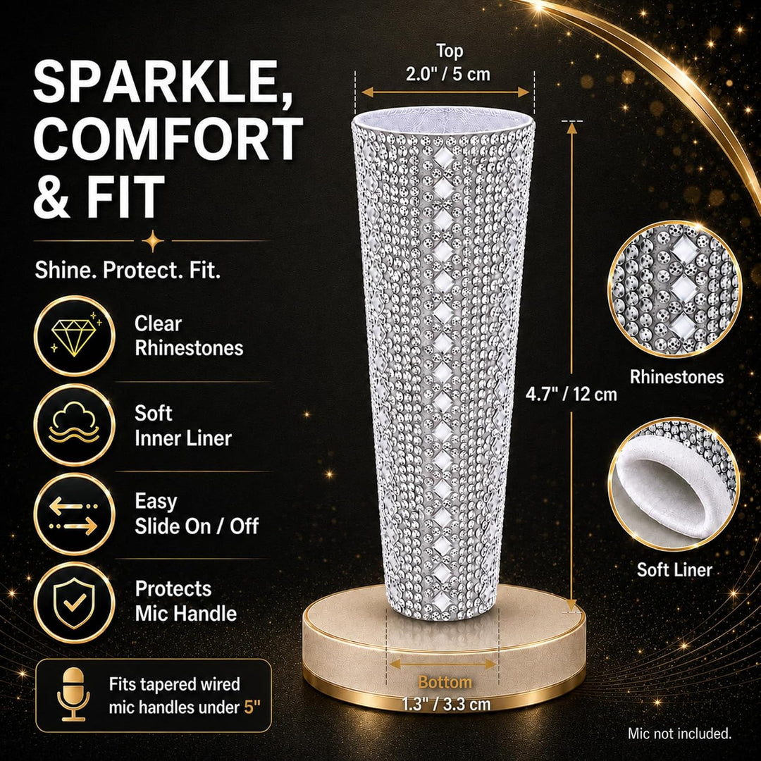 RhymKawa Glitzernde Kristall-Mikrofonhülle für Universal-Mikrofon SM58LC, Beta 58a Abdeckung, Ersatz