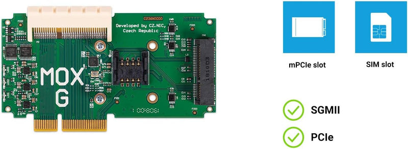 Turris MOX G (Super Extension) Module | mPCIe Slot for WiFi Card/Disk Controller/LTE Modem, SIM Card