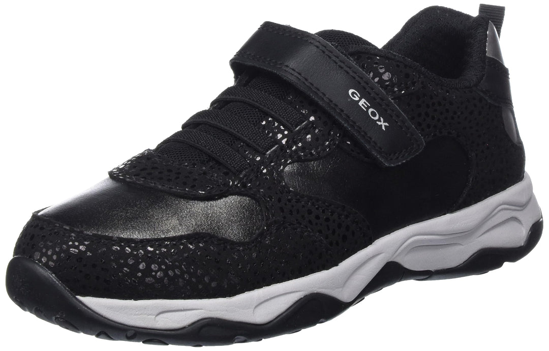 Geox Mädchen J Calco Girl ASneakers 32 EU Black Dk Silver, 32 EU Black Dk Silver