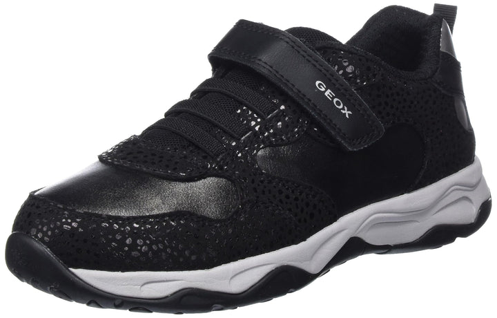 Geox Mädchen J Calco Girl ASneakers 32 EU Black Dk Silver, 32 EU Black Dk Silver