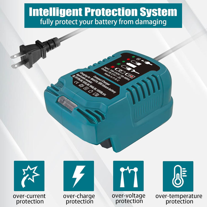Ladegerät Ersatz für Makita DC18RC,18V 2A Ersatz-Ladegerät für Makita 18V Lithium-Ionen-Akku BL1860B