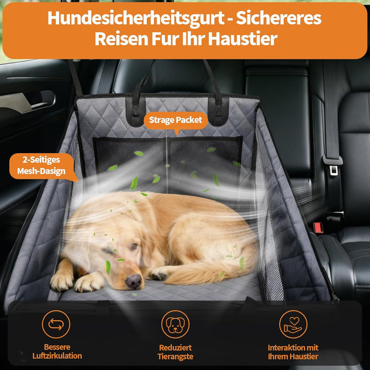 Hunde Autositz für Rückbank Extra Stabil Wasserdicht rutschfest Hundesitz Auto Mit 4 Befestigungsgur