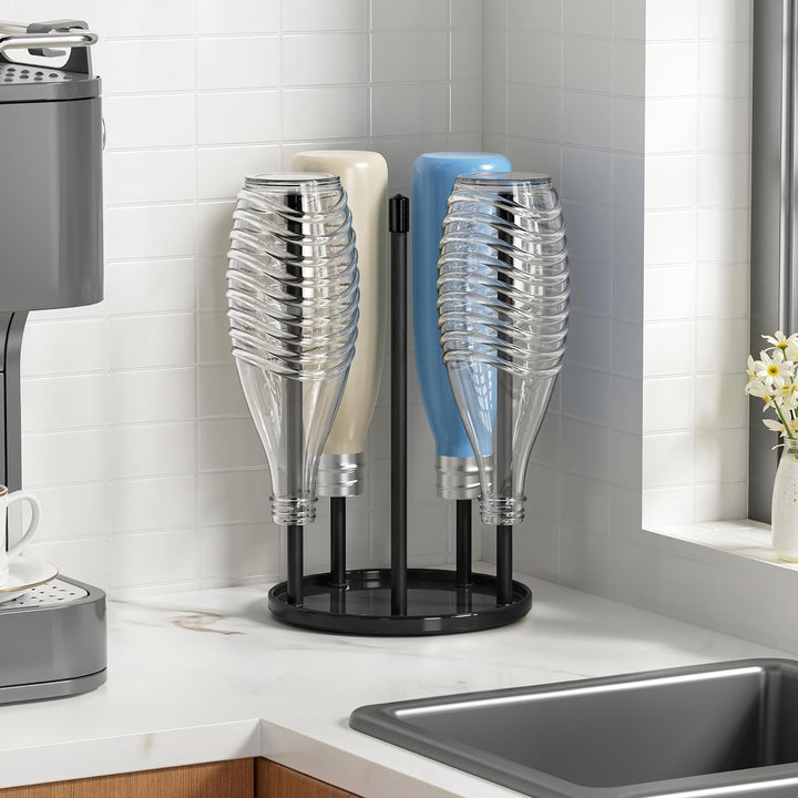Flaschenhalter für SodaStream - Premium Abtropfhalter aus Keramik Abtropfständer mit Abtropfwanne fü