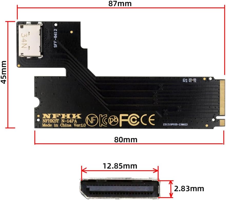 NFHK PCI-E 4.0 M.2 M-Key auf Oculink SFF-8612 SFF-8611 Host Adapter für 2022 2023 ThinkBook 14+ exte