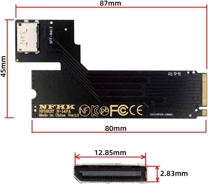 NFHK PCI-E 4.0 M.2 M-Key auf Oculink SFF-8612 SFF-8611 Host Adapter für 2022 2023 ThinkBook 14+ exte