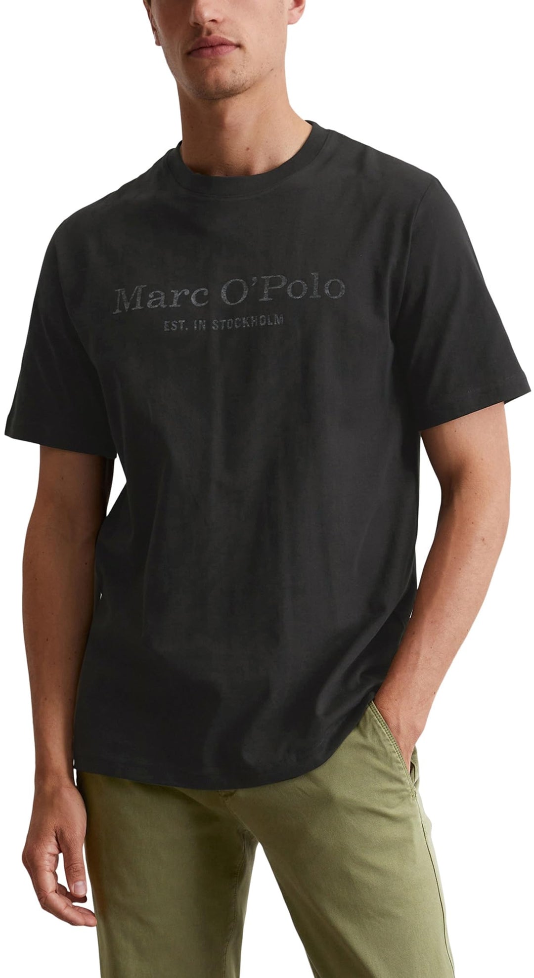 Marc O'Polo Denim Herren T-Shirt aus Bio-Baumwolle mit Rundhalsausschnitt XS Schwarz New, XS Schwarz
