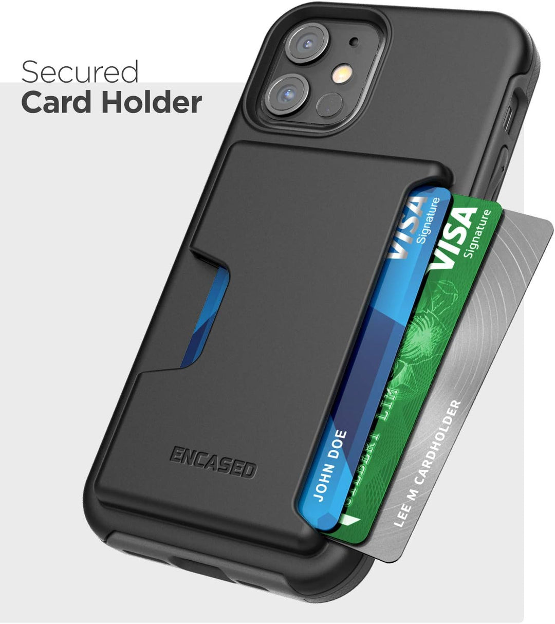 Encased Wallet Hülle für iPhone 12 Pro Max mit Kartenfach – Schutzhülle Handyhülle Stossfest Case (S