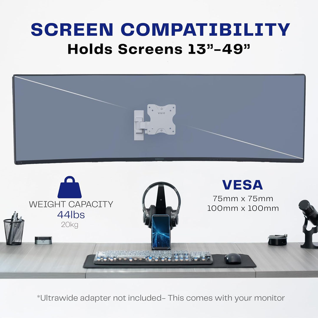 VIVO Mount-VW01MW Wandhalterung für LCD-/LED-Fernseher und Computer-Monitor-Bildschirme, neig- und s