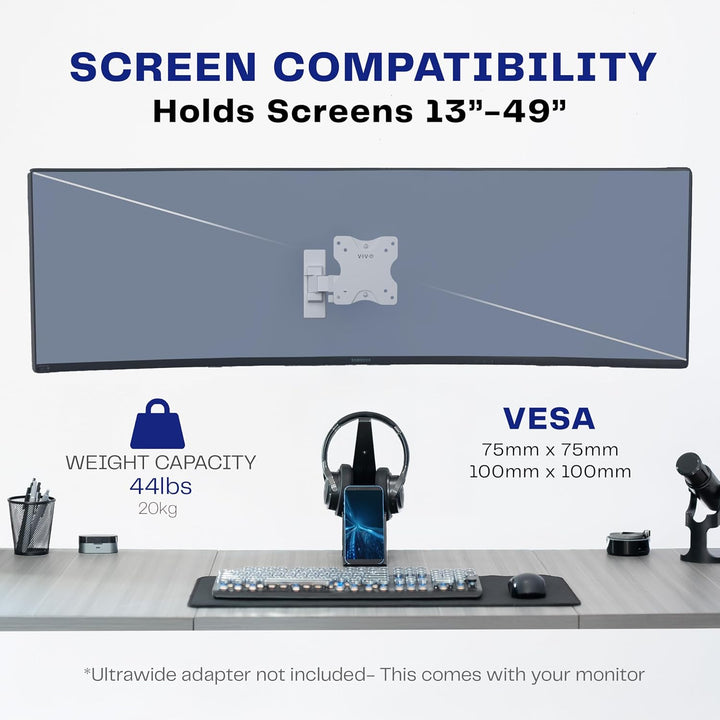 VIVO Mount-VW01MW Wandhalterung für LCD-/LED-Fernseher und Computer-Monitor-Bildschirme, neig- und s