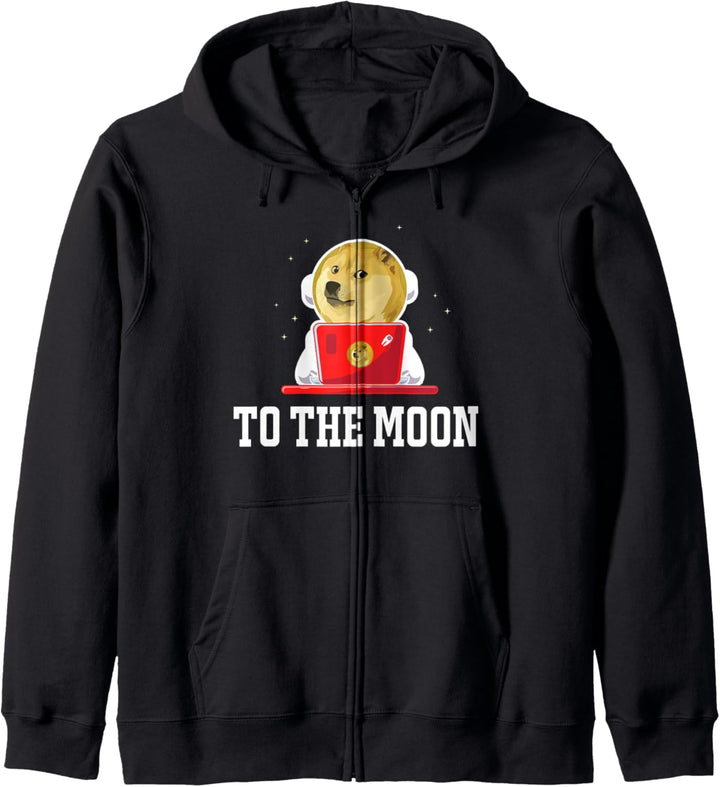 Dogecoin to the Moon TShirt, Crypto Dog Space Suite Kapuzenjacke