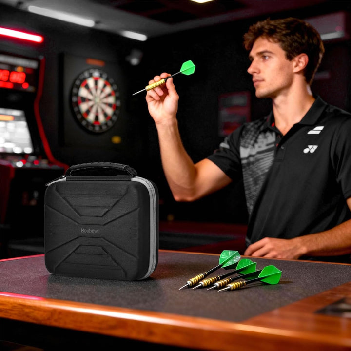 Boobowl Darts Tasche - Hard Shell Stossfeste Dart-Aufbewahrungstasche, Tragbare Tragekoste für Stahl