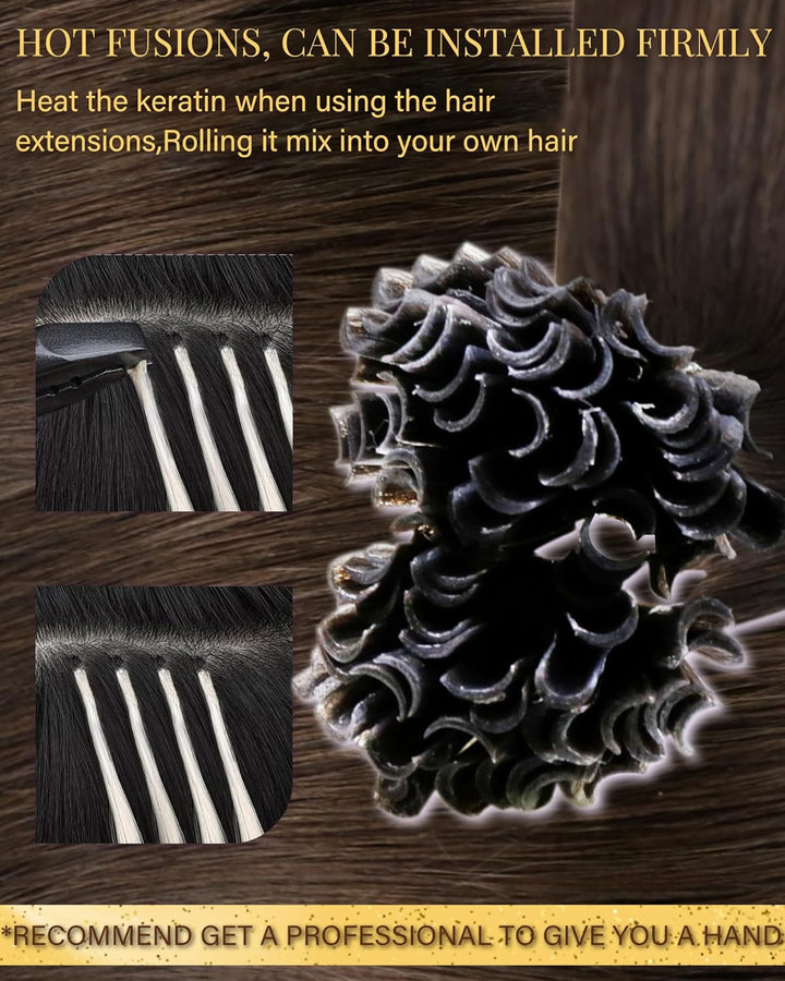 Hetto Echthaar Bondings Extensions Dunkelbraun Keratin Haar Extensions Echthaar Remy Bonding Extensi