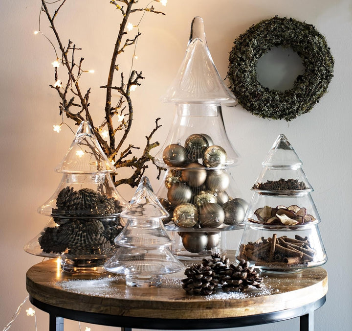 Annastore Dekoglas Tannenbaum H 26 cm zum Öffnen und Selbstbefüllen und Dekorieren - Gebäckschale Gl