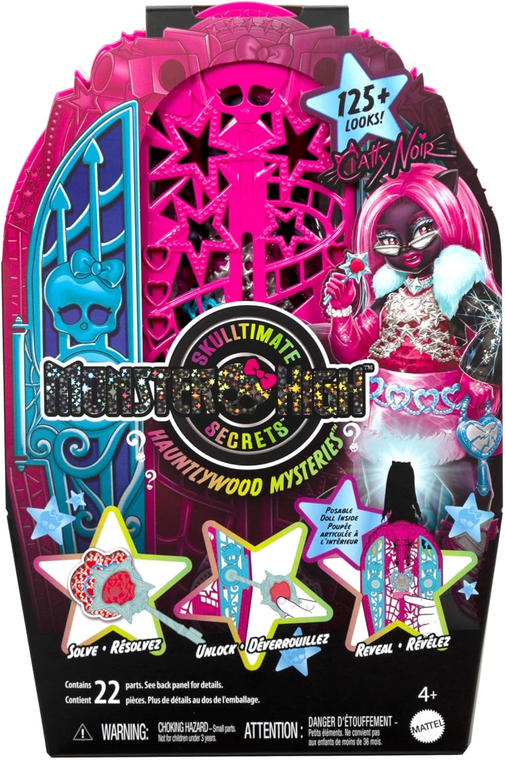 Monster High Skulltimate-Secrets-Set aus Puppe und Accessoires, Hauntlywood Mysteries Catty Noir mit