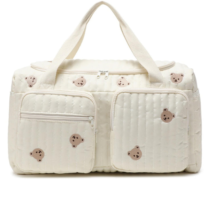 Gesteppte Wickeltasche, Teddybär-Muster, niedliche Reisetasche, tragbar und leicht, für Krankenhaus-